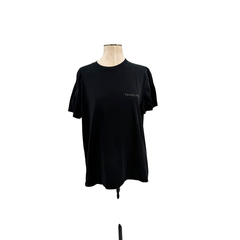 Maison Labiche Thuglife Embroidered Cotton Crewneck Tee Black Size‎ Large